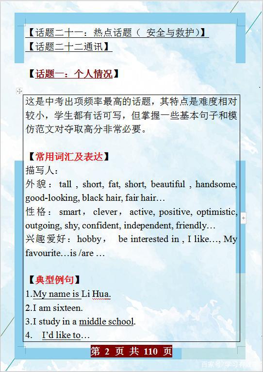 中考英语作文备考:24个话题作文范文,想英语作文满分就赶紧收藏 1