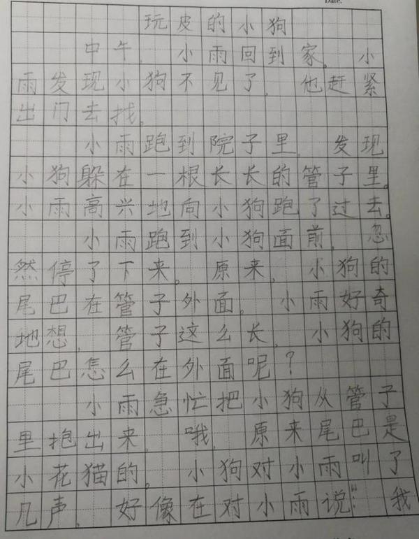 8岁孩子写的作文,可以当我以前老师:看图写话不难,掌握关键点 2